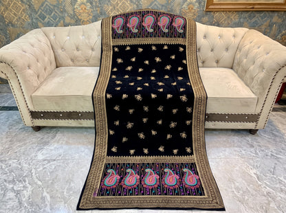 Premium Printed Velvet Shawl D-03 Black
