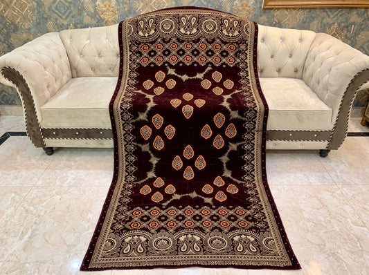 Premium Printed Velvet Shawl D-04 Mehroon