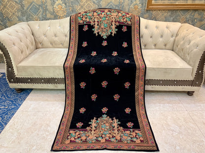Premium Printed Velvet Shawl D-05 Black