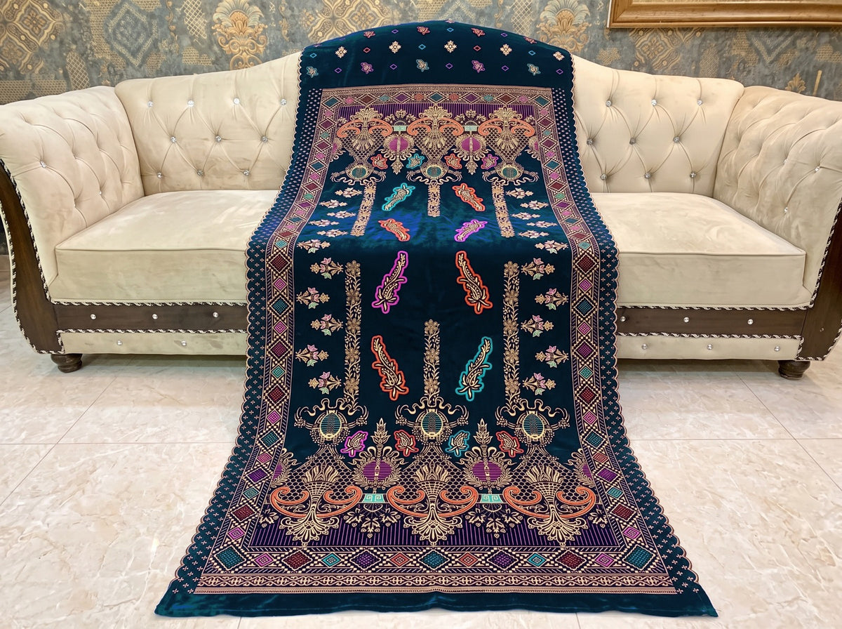 Premium Printed Velvet Shawl D-01 Zinc