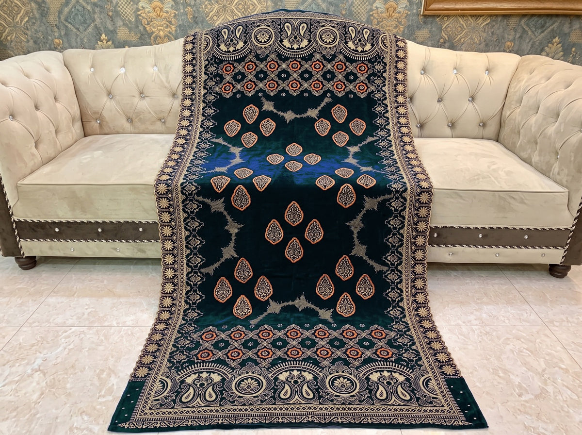 Premium Printed Velvet Shawl D-04 Zinc