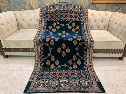 Premium Printed Velvet Shawl D-04 Zinc